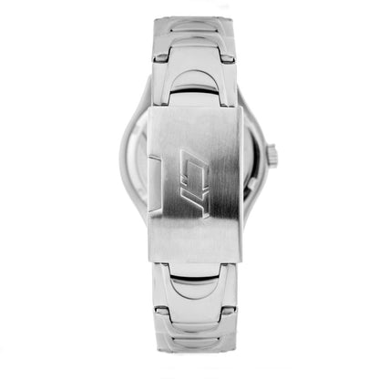 Chronotech Gray Stainless Steel Bracelet Watch clasp detail, featuring quartz mechanism and 5ATM resistance with steel case and bracelet.
