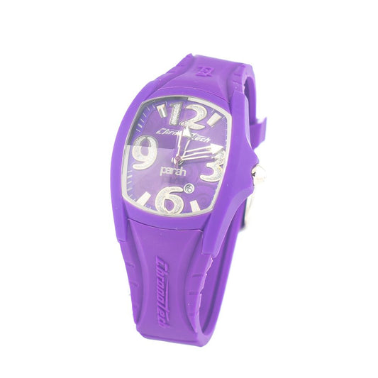 Chronotech Purple Rubber Dress Watch with violet polycarbonate case and purple dial, quartz analogical mechanism.