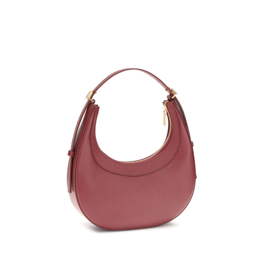 Coccinelle Red Calf Leather Bos Taurus Shoulder Bag with grained texture and adjustable handle
