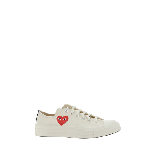 Comme Des Garçons Play x Converse Comme des Garcons Play x Converse Sneakers with heart logo, rubber sole, and cotton upper in white.