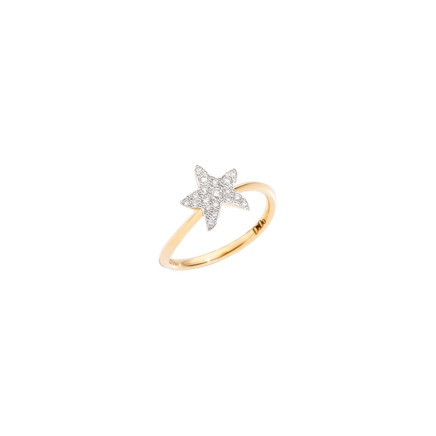 DODO Mod. DAC0011STARSDB0OG5 with diamonds gold ring for ladies featuring a star-shaped diamond design.