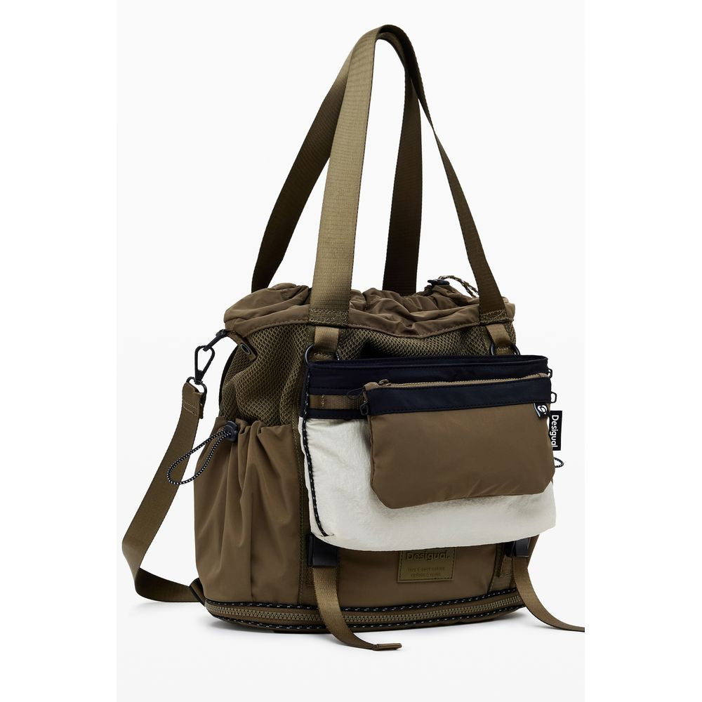 Desigual Green Polyester Women Convertible Handbag with straps and pockets