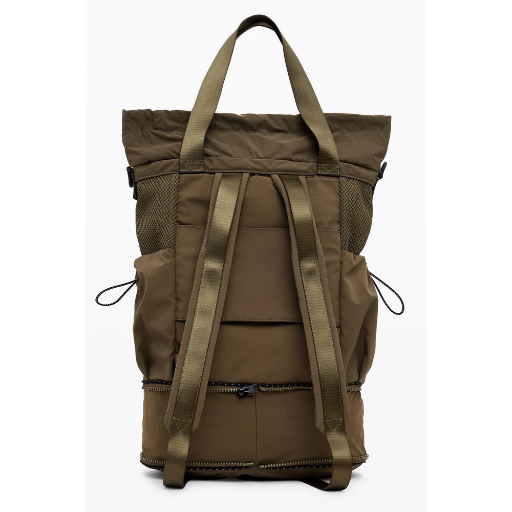 Back view of Desigual Green Polyester Women Convertible Handbag showing backpack straps and stylish design.