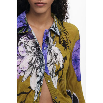 Desigual Green Polyester Women Shirt with bold floral design and contrast details