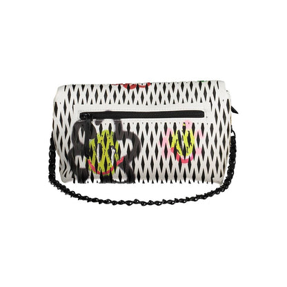Desigual White Polyethylene Women Handbag with adjustable shoulder strap, vibrant accents, and multiple compartments for easy organization.
