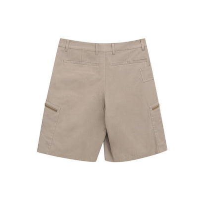 Dior Beige Cotton Cargo Shorts with side zipper pockets and velcro closure, rear view displaying back pockets.