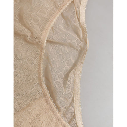 Dolce & Gabbana Beige DG Logo Lace Mid Waist Panty Underwear