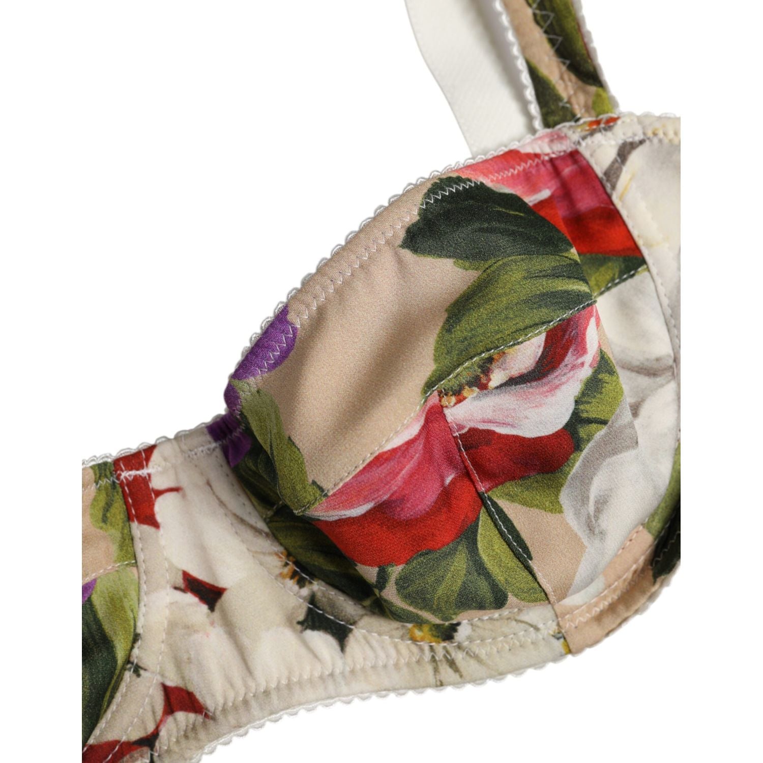 Dolce & Gabbana Beige Floral Balconcino Underwired Bra Underwear