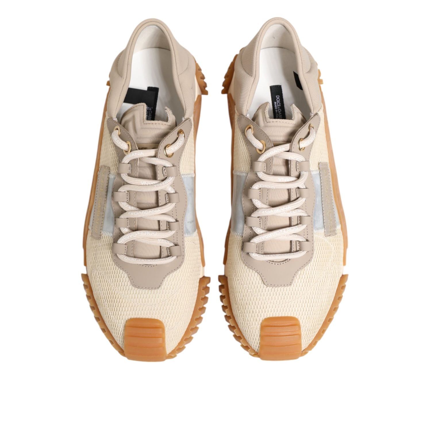 Dolce & Gabbana Beige Lace Up Low Top NS1 Men Sneakers Shoes