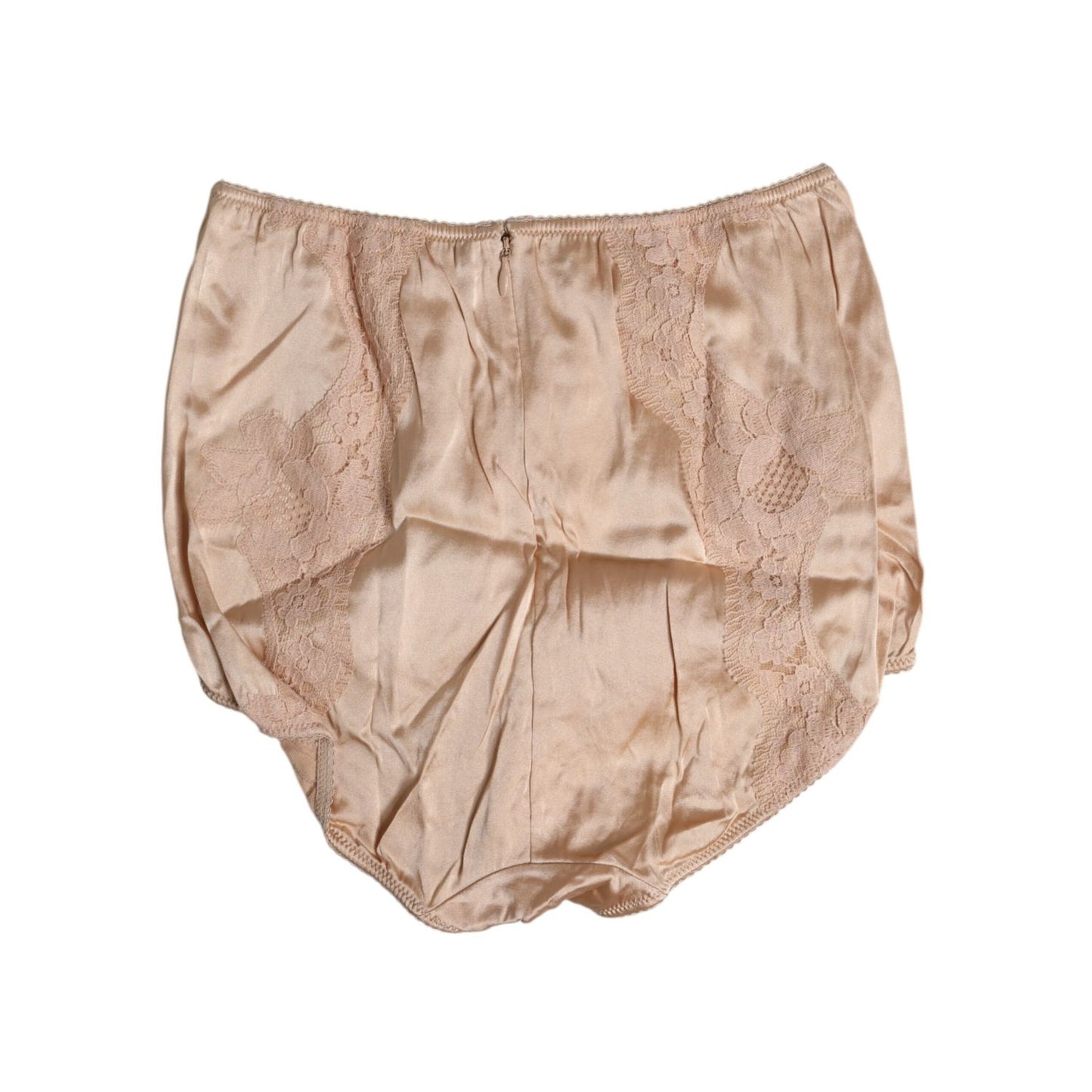 Dolce & Gabbana Beige Silk Lace High Waist Bikini Panty Underwear