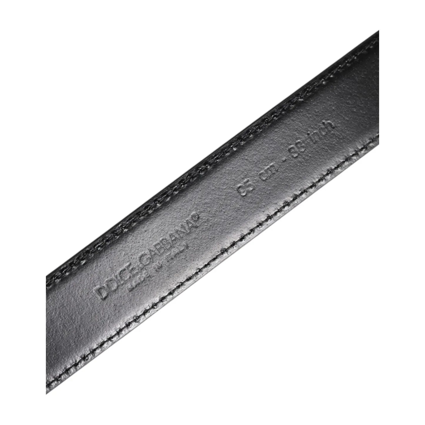 Dolce & Gabbana Black Calf Leather Silver Metal Buckle Belt