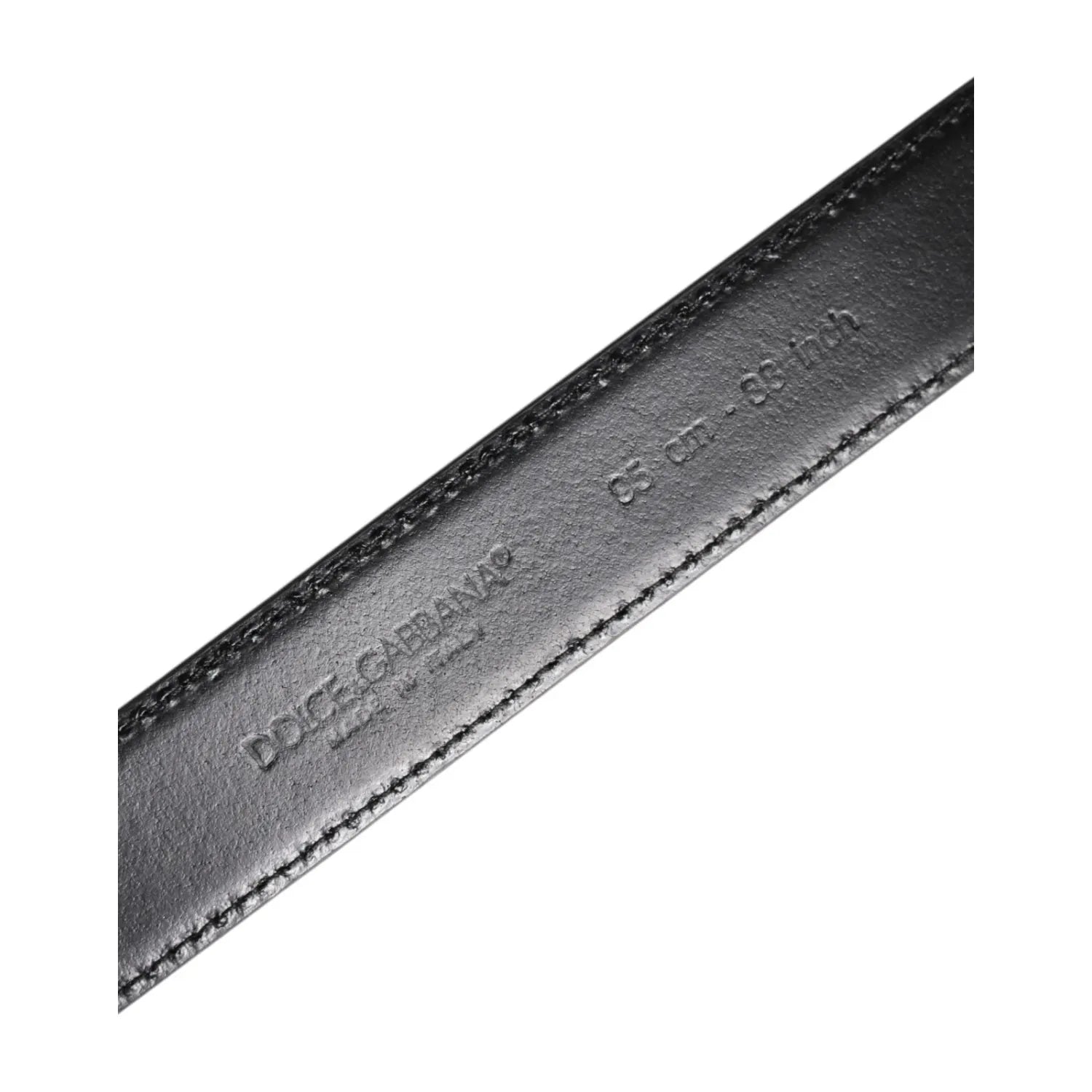 Dolce & Gabbana Black Calf Leather Silver Metal Buckle Belt