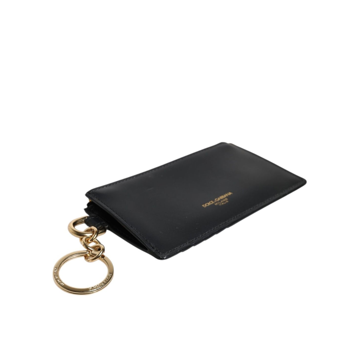 Dolce & Gabbana Black Calfskin Leather DG Logo Card Holder Wallet