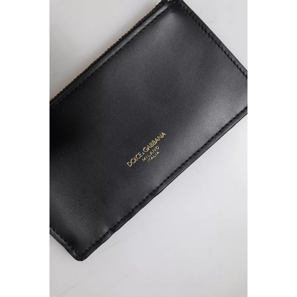 Dolce & Gabbana Black Calfskin Leather DG Logo Card Holder Wallet