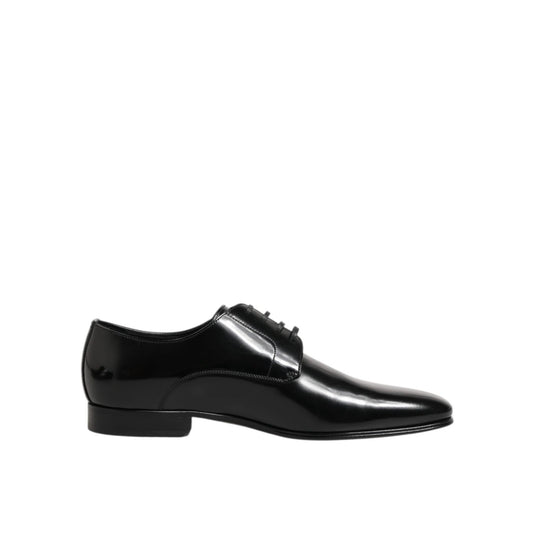 Dolce & Gabbana Black Calfskin Leather Derby Men Dress Shoes