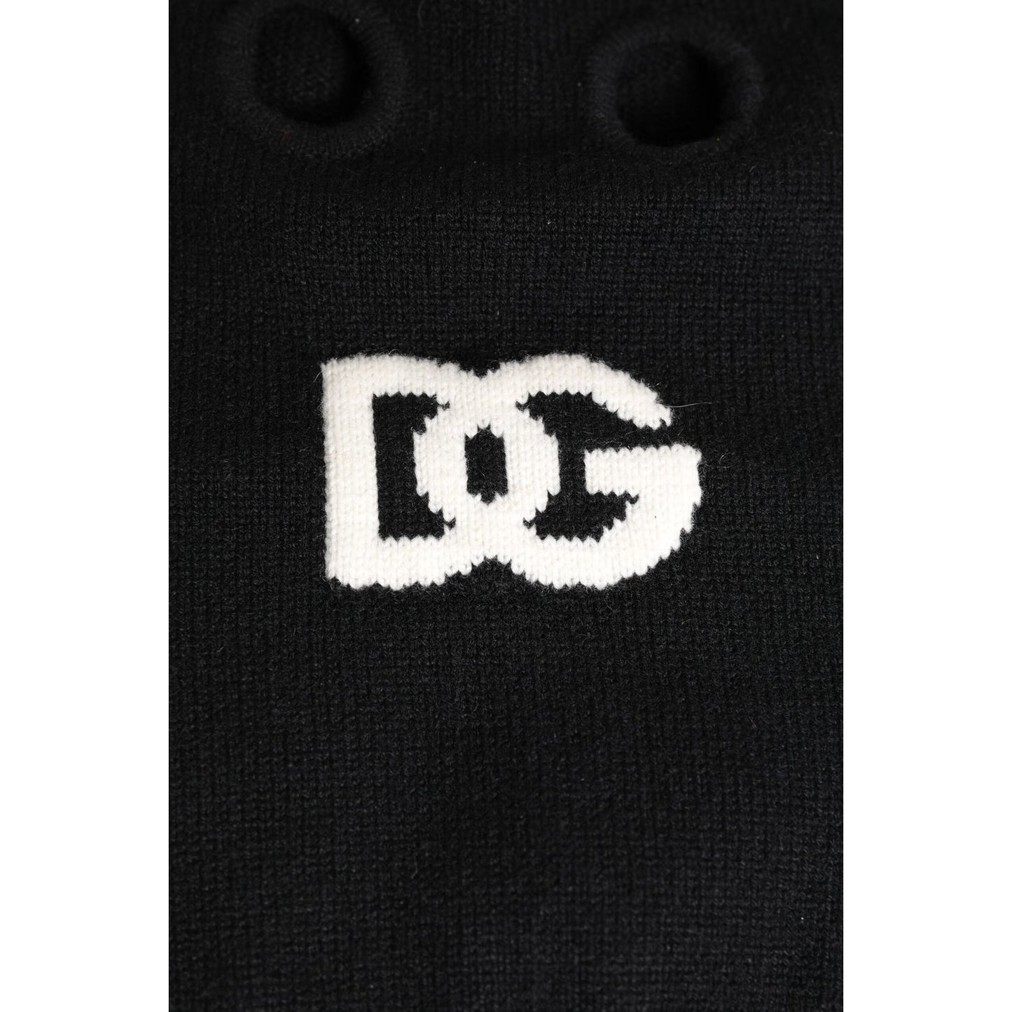 Dolce & Gabbana Black Cashmere Knitted Ski Mask Balaclava Hat with logo detail, 100% cashmere, made in Italy.