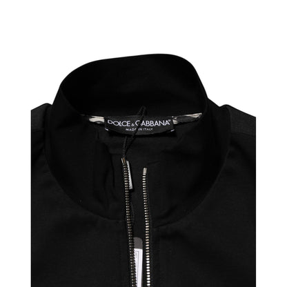 Dolce & Gabbana Black Cotton Logo Full Zip Men Bomber Jacket