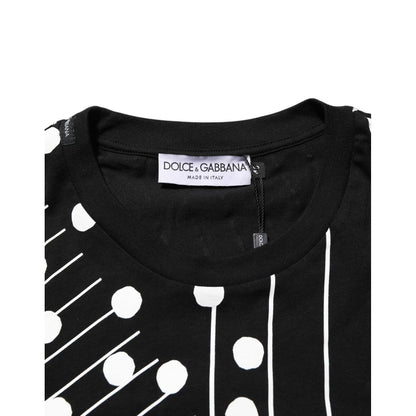 Dolce & Gabbana Black Cotton Polka Dots Round Neck T-shirt