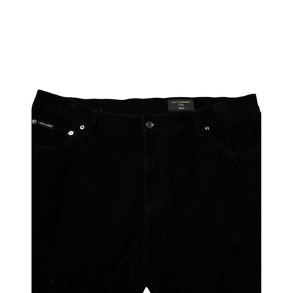 Dolce & Gabbana Black Cotton Slim Fit Denim Trouser Jeans