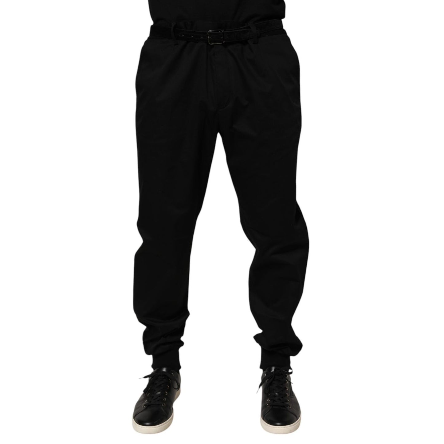 Dolce & Gabbana Black Cotton Stretch Casual Trouser Pants