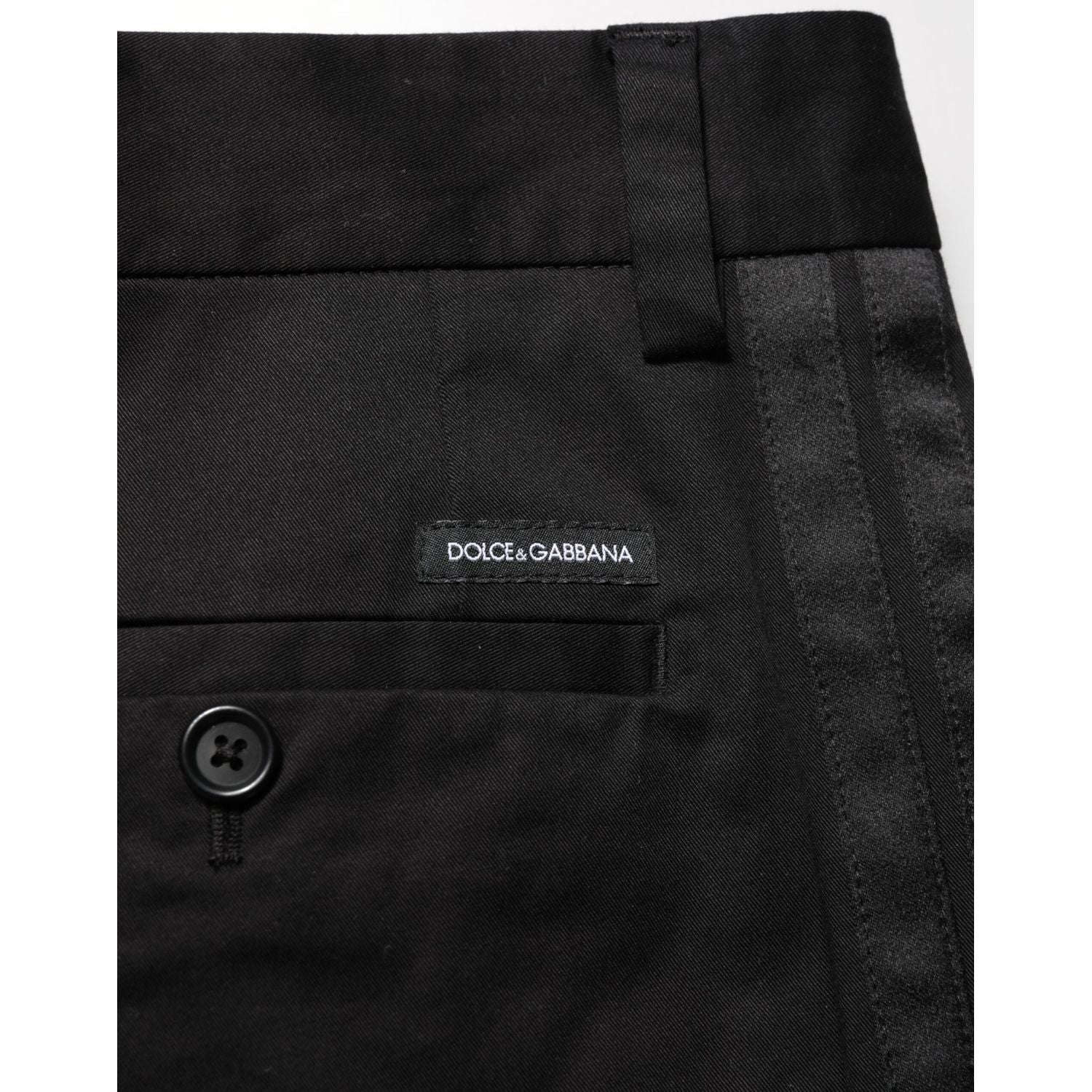 Dolce & Gabbana Black Cotton Stretch Casual Trouser Pants