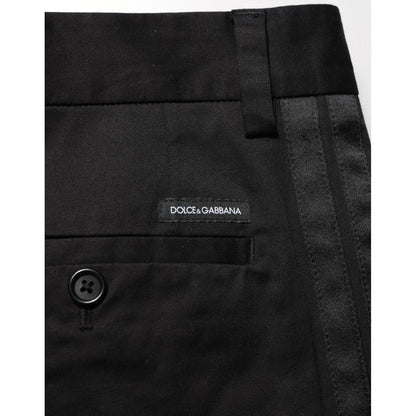 Dolce & Gabbana Black Cotton Stretch Casual Trouser Pants