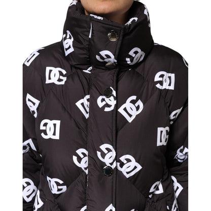 Dolce & Gabbana Black DG Mania Puffer Quilted Long Coat Jacket
