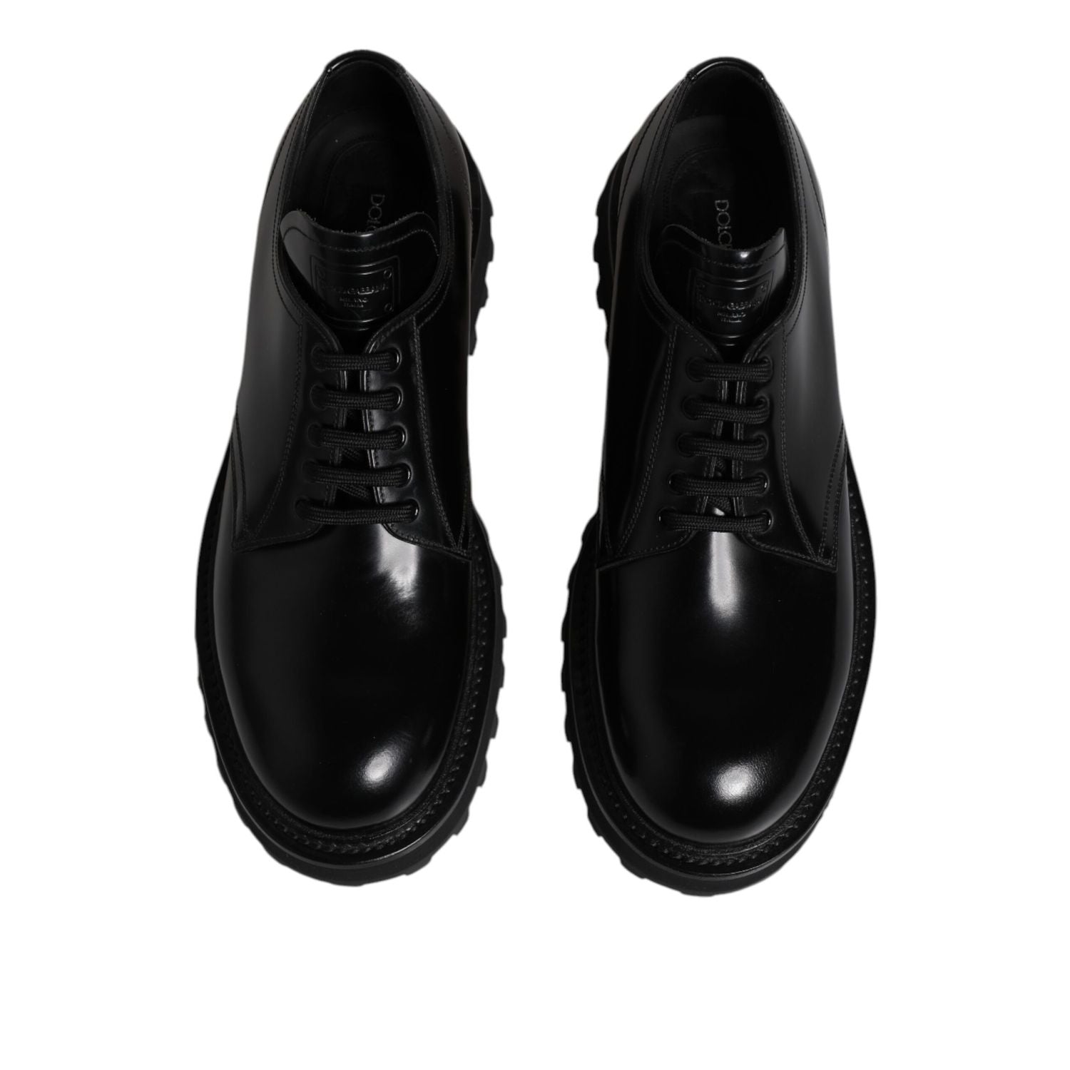Dolce & Gabbana Black Leather Lace Up Derby Men Dress Shoes