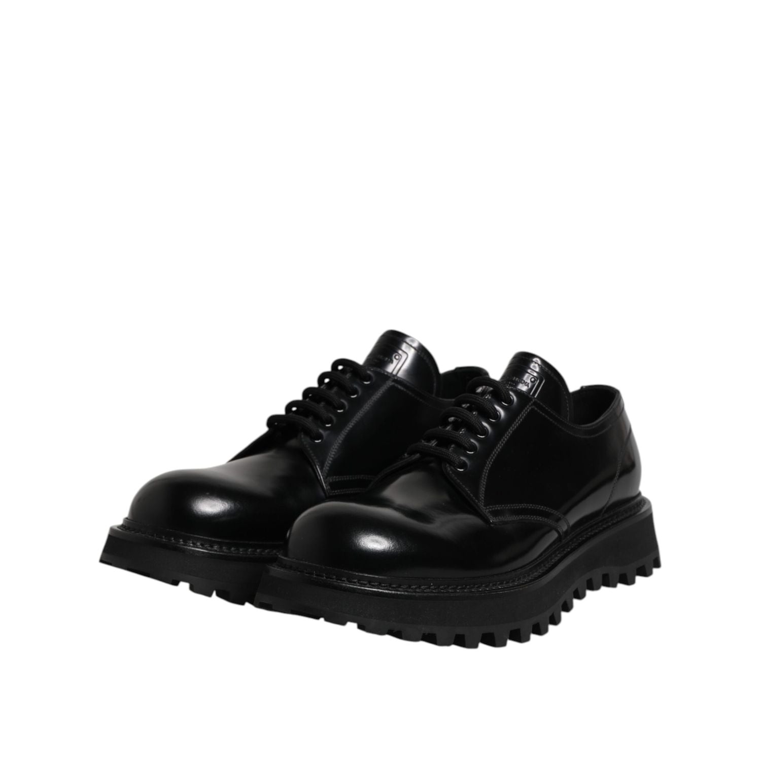 Dolce & Gabbana Black Leather Lace Up Derby Men Dress Shoes