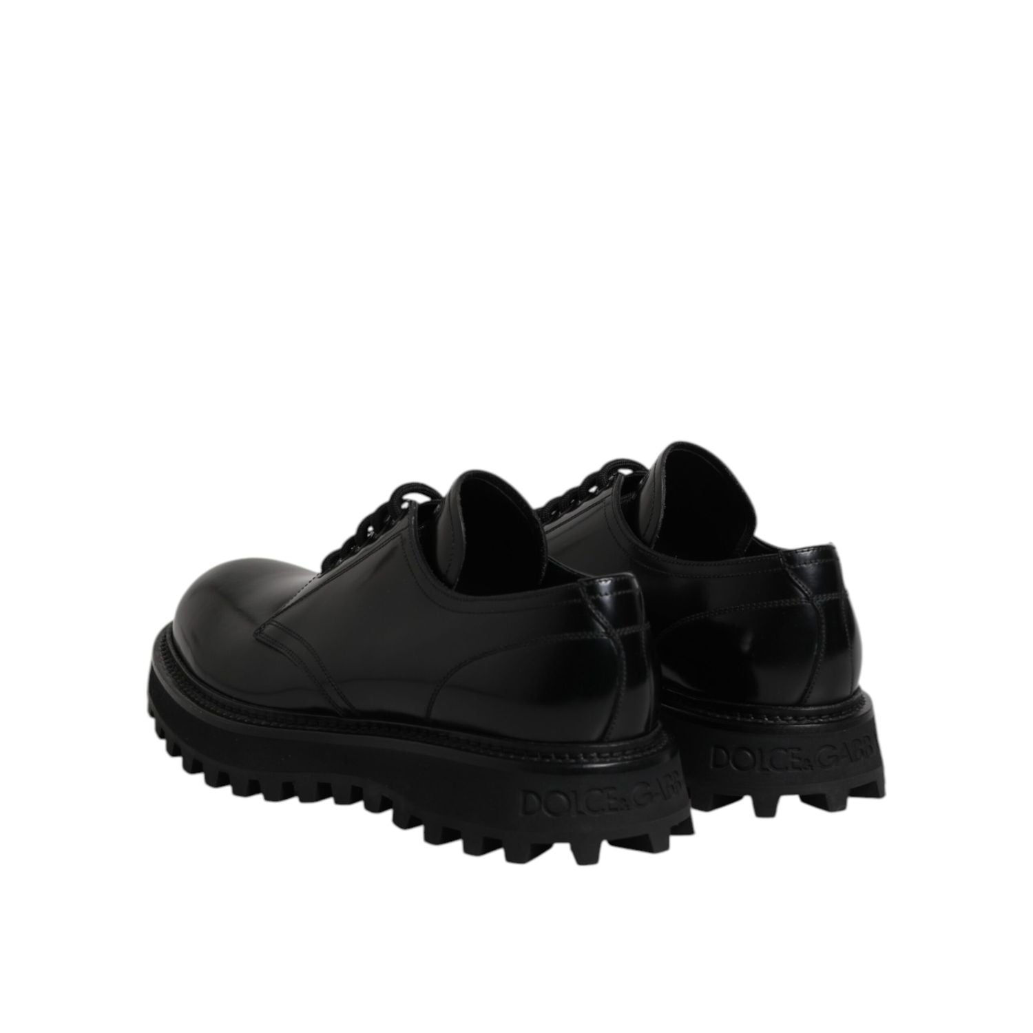 Dolce & Gabbana Black Leather Lace Up Derby Men Dress Shoes