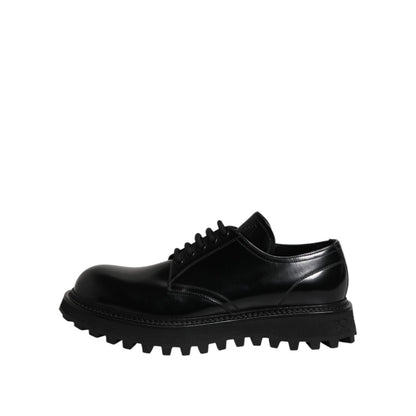 Dolce & Gabbana Black Leather Lace Up Derby Men Dress Shoes