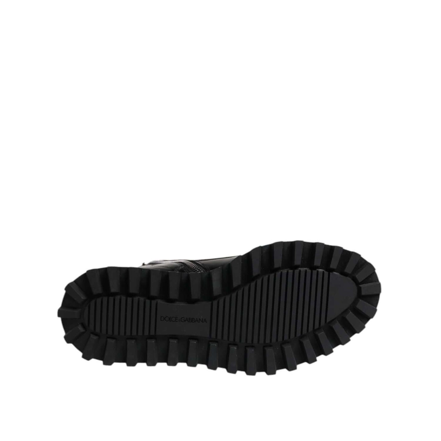 Dolce & Gabbana Black Leather Lace Up Mid Calf Boots Shoes