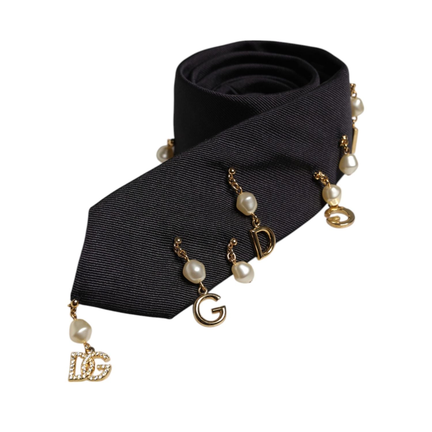 Dolce & Gabbana Black Logo Embellished Adjustable Necktie Tie