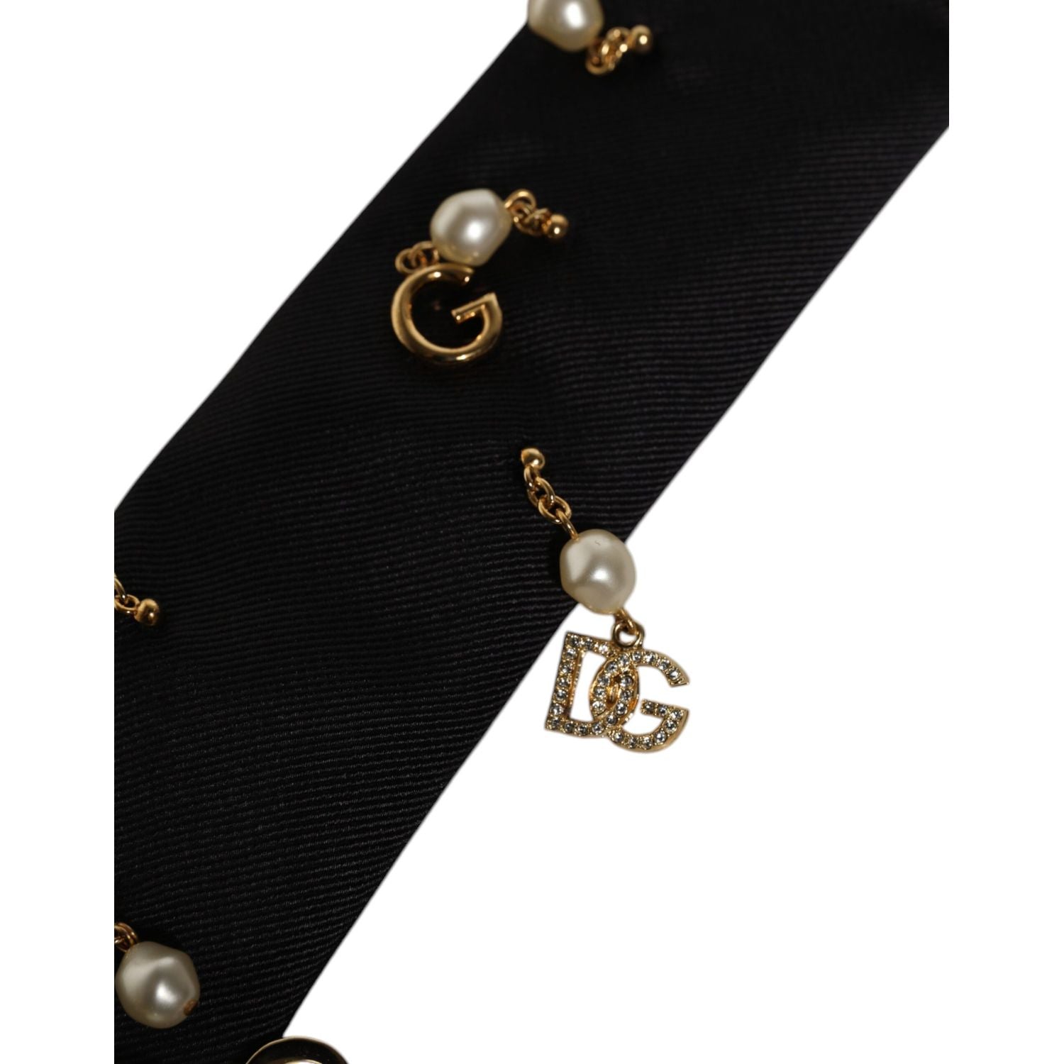 Dolce & Gabbana Black Logo Embellished Adjustable Necktie Tie