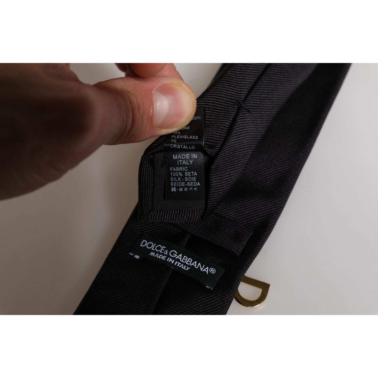 Dolce & Gabbana Black Logo Embellished Adjustable Necktie Tie