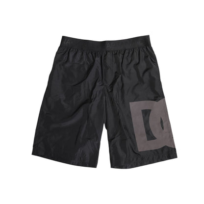 Dolce & Gabbana Black Logo Print Beachwear Men Shorts Swimwear