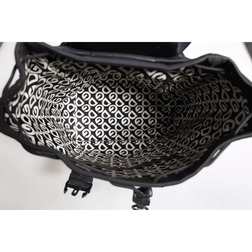 Dolce & Gabbana Black Neoprene Nylon DG Logo School Backpack Bag