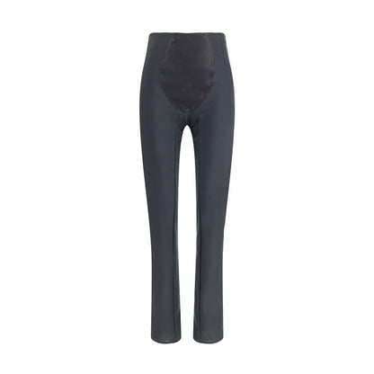 Front view of Dolce & Gabbana Black Nylon Athletic Pants with satin insert and elastic waist for elegant and comfortable fit.