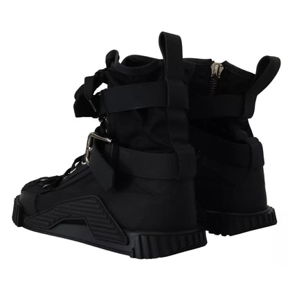 Dolce & Gabbana Black Nylon High Top Sorrento Sneakers Shoes