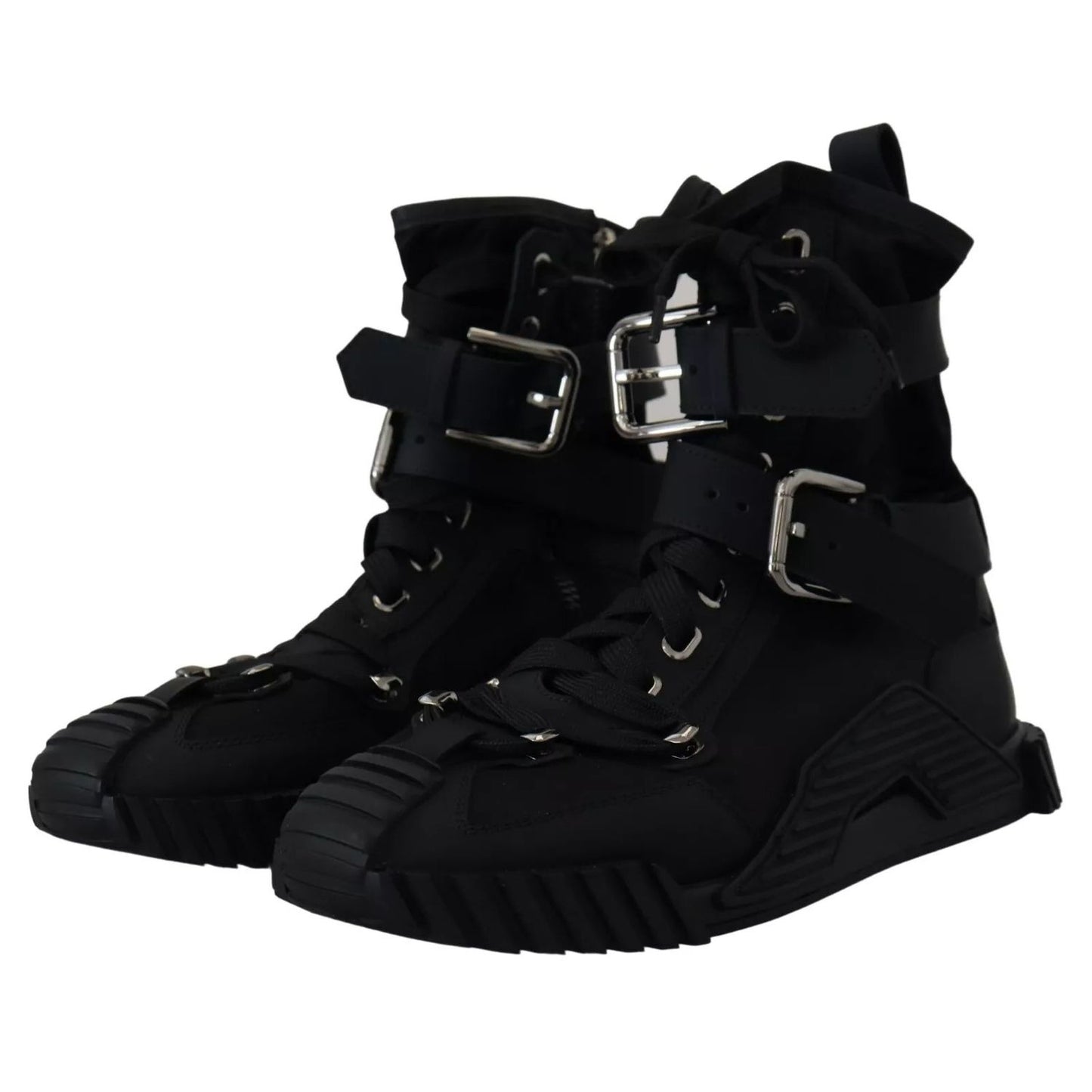Dolce & Gabbana Black Nylon High Top Sorrento Sneakers Shoes