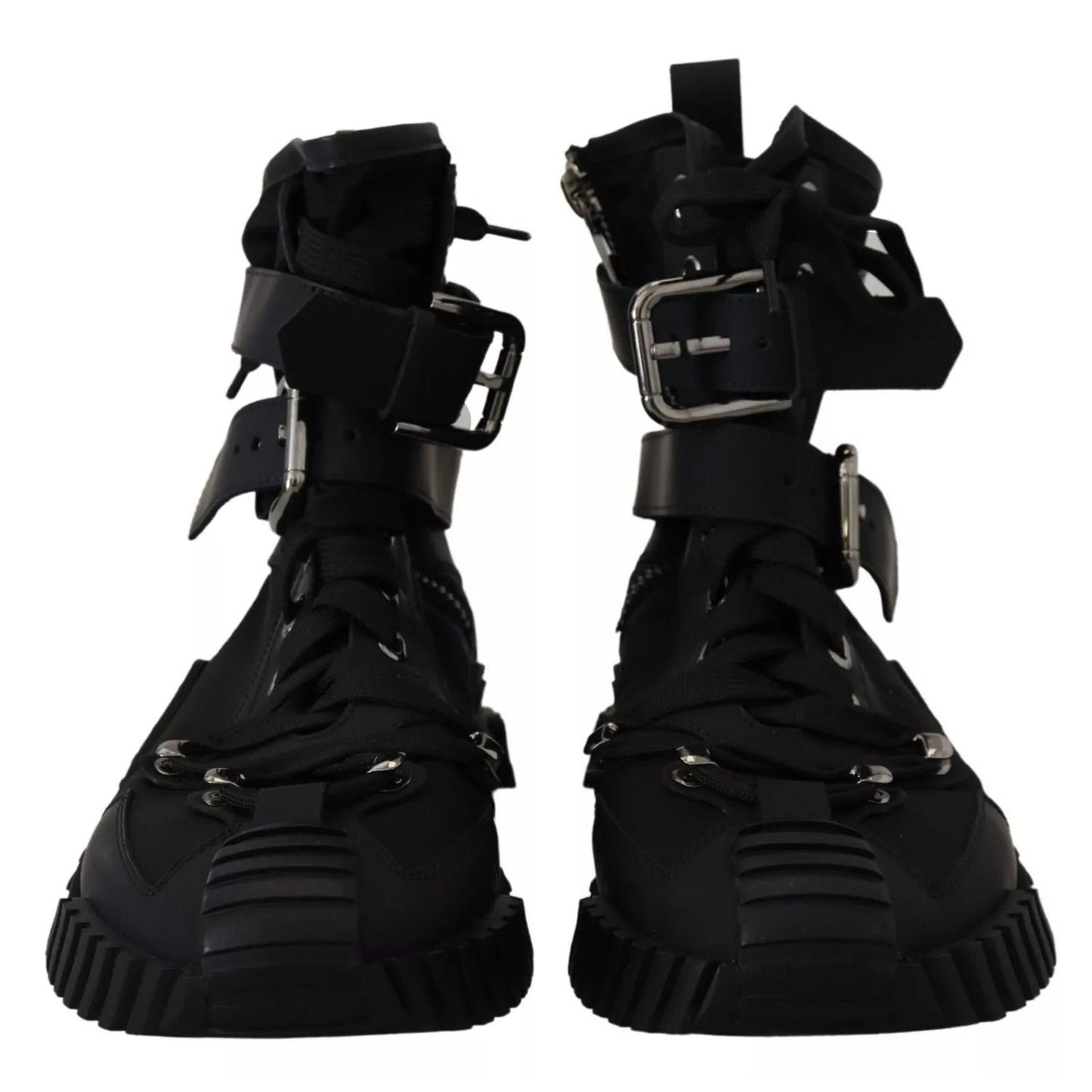 Dolce & Gabbana Black Nylon High Top Sorrento Sneakers Shoes