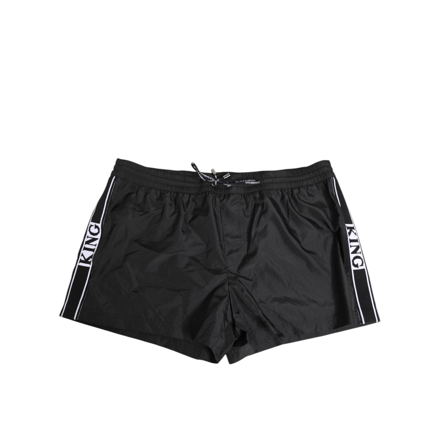Dolce & Gabbana Black Nylon KING Sideband Men Boxer Shorts Swimwear