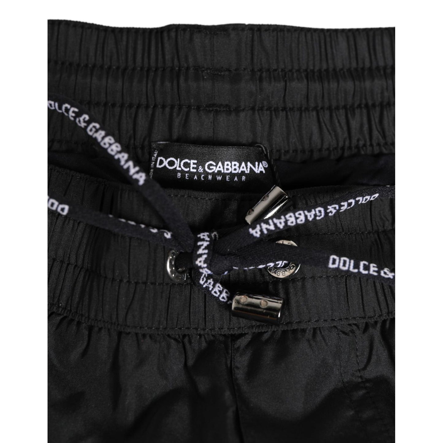 Dolce & Gabbana Black Nylon KING Sideband Men Boxer Shorts Swimwear