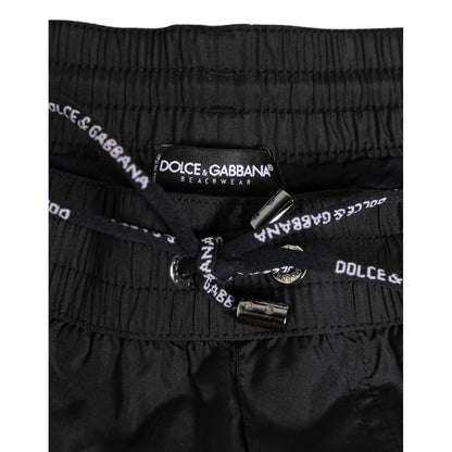 Dolce & Gabbana Black Nylon KING Sideband Men Boxer Shorts Swimwear