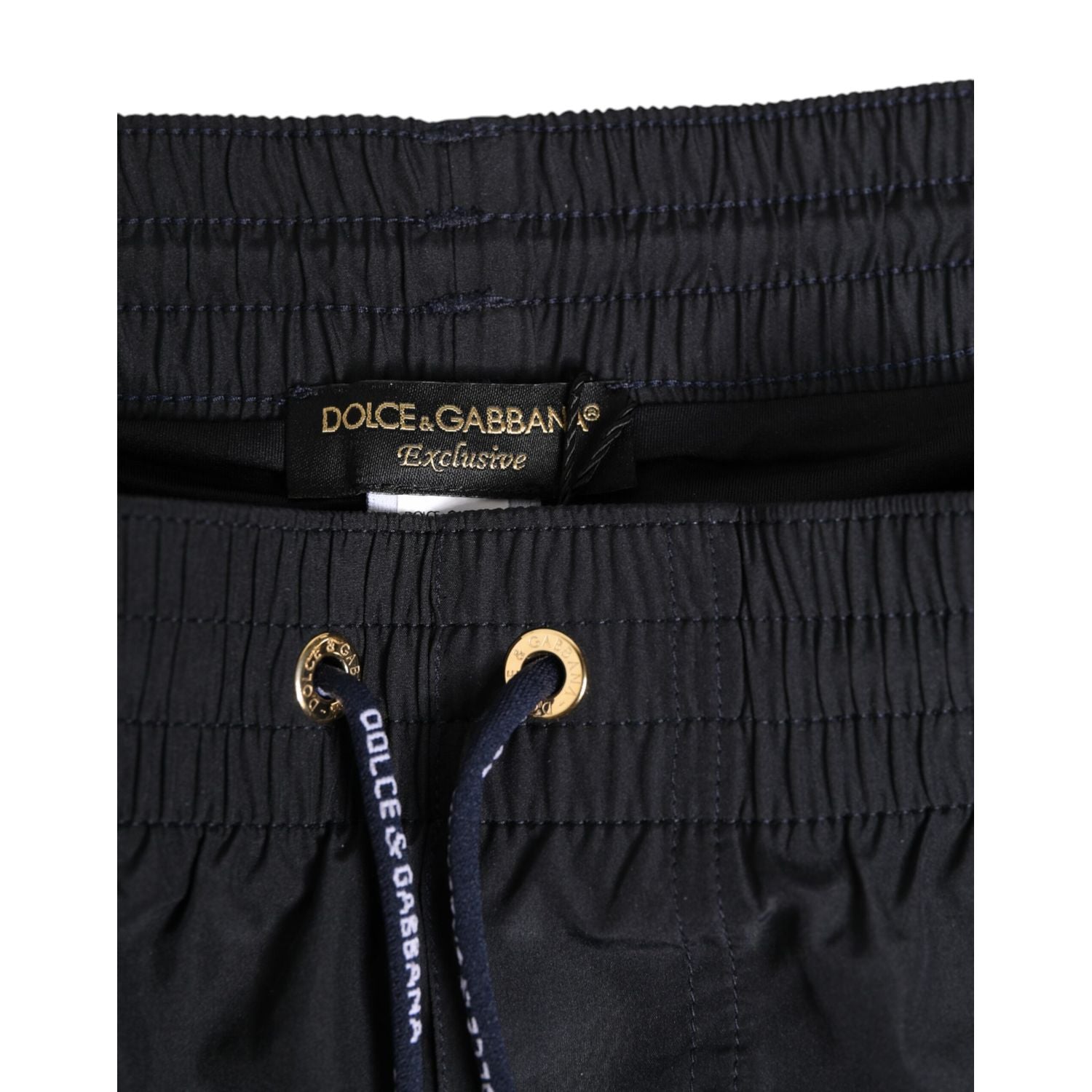 Dolce & Gabbana Black Nylon Side Logo Tape Shorts Swimwear