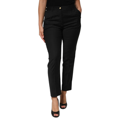 Dolce & Gabbana Black Polyester Tapered Women Trouser Pants