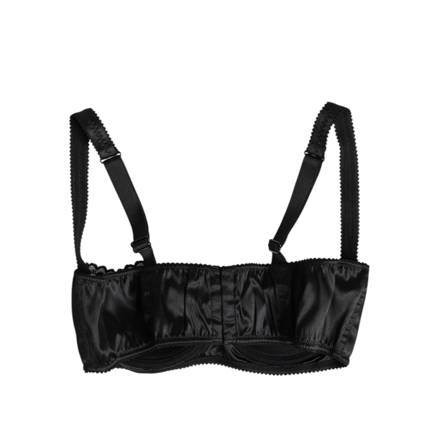 Dolce & Gabbana Black Silk Underwired Balconette Bra Underwear with four hook closure, offering great fit and comfort, made in Italy.