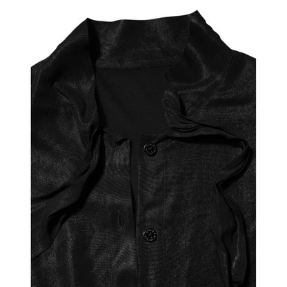 Dolce & Gabbana Black Viscose Long Sleeve Tie Neck Blouse Top