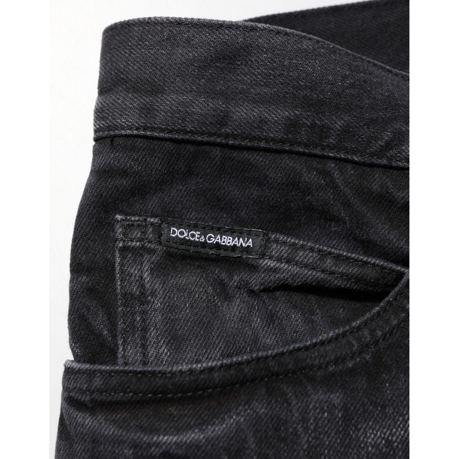 Dolce & Gabbana Black Washed Cotton Skinny Men Denim Jeans
