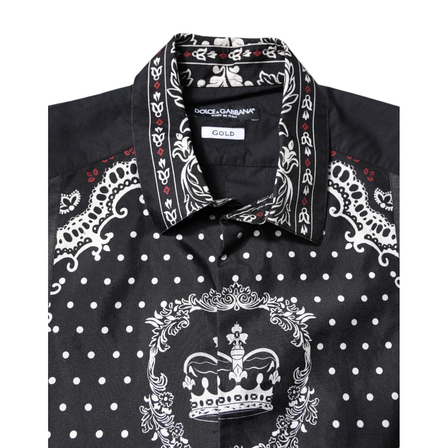 Dolce & Gabbana Black White Bandana GOLD Formal Dress Shirt